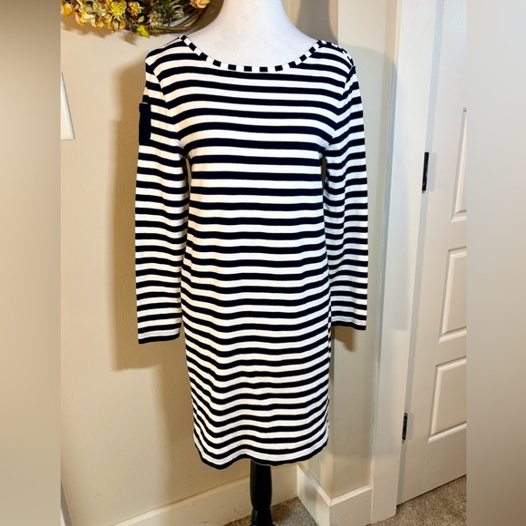 VINEYARD VINES Long-Sleeve Cotton Striped Navy/White Dress in Deep Bay Sz XS - Picture 11 of 11